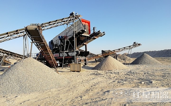 可移动式制砂生产线：移动制砂机工作现场